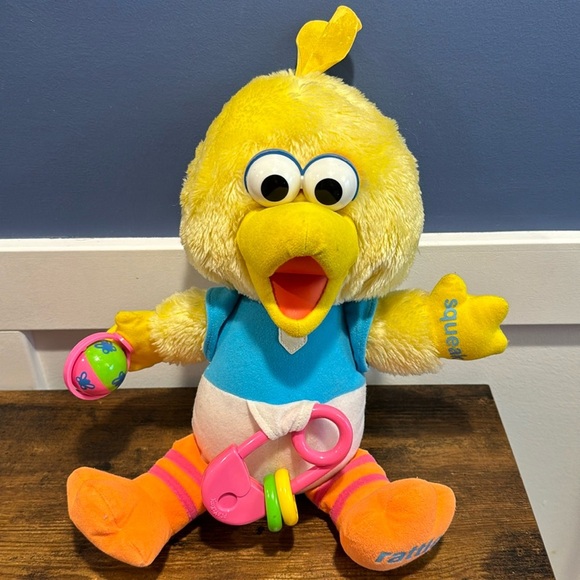 playskool Other - Vintage Playskool Sesame Street Baby Big Bird Plush 14.5" Crinkle Rattle Squeak